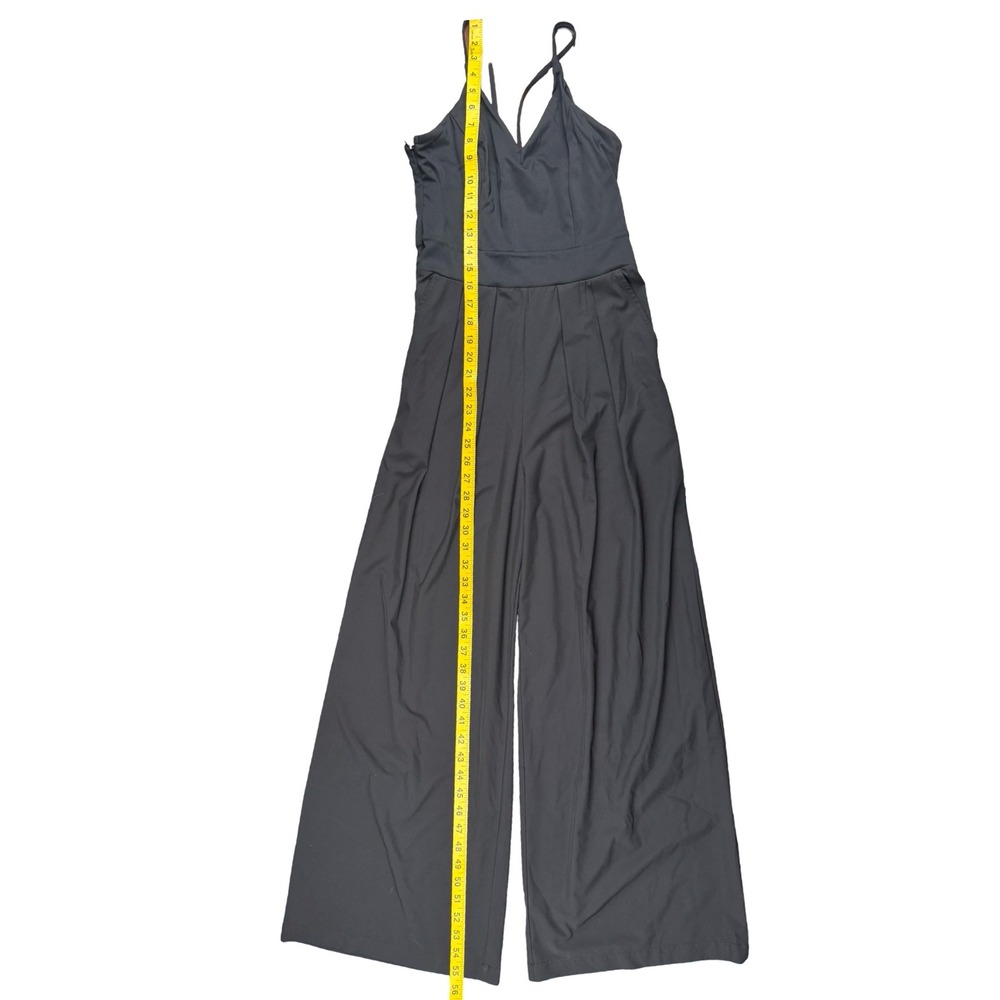 Halara Black Wide Leg Jumpsuit Womens XS Strappy Pocket Stretch Romper - Picture 4 of 6